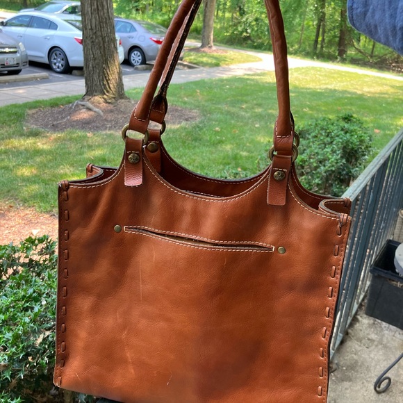 Patricia Nash Tote Leather Brown Laser Cut Bag Purse - Picture 14 of 16